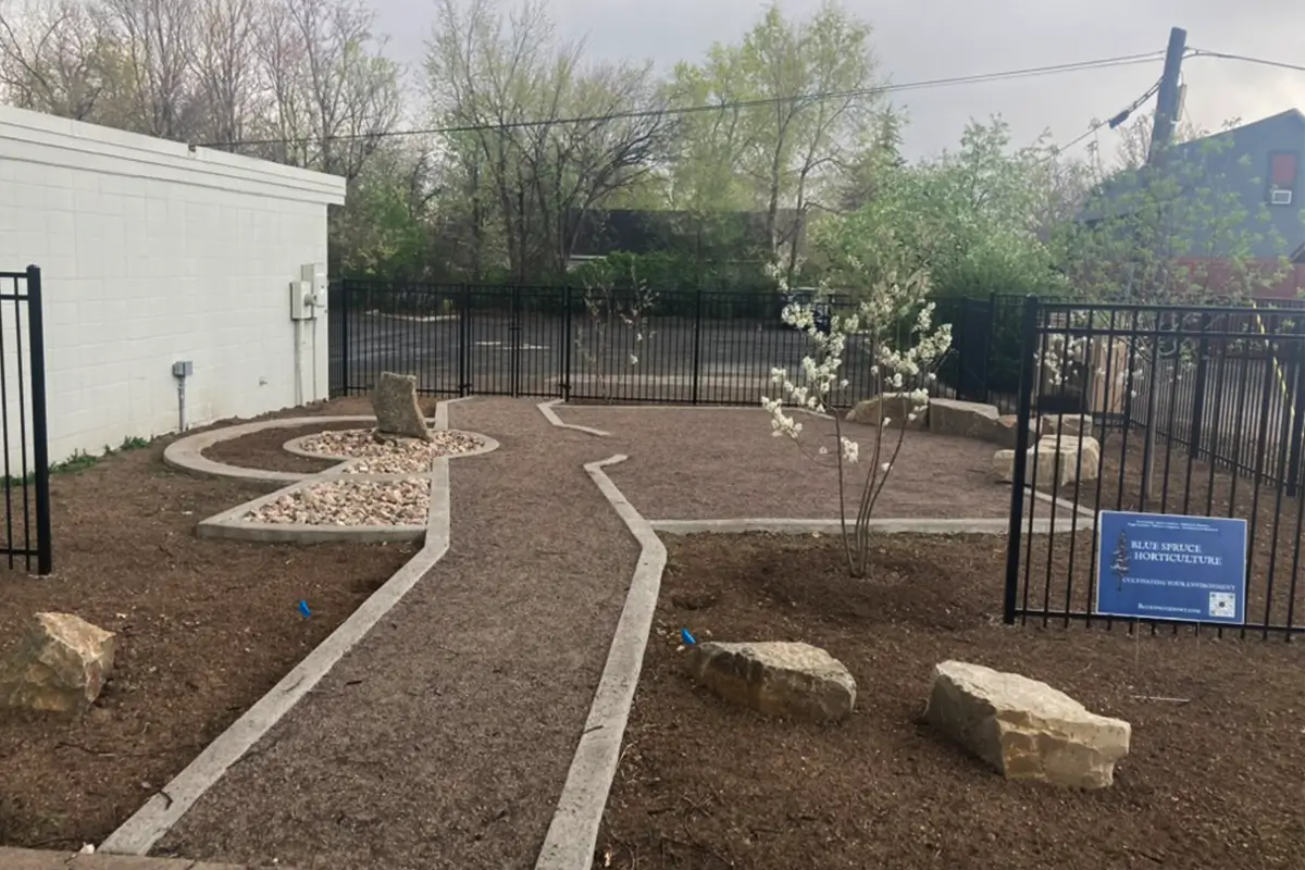 Pathway at Poudre Public Library installed by Blue Spruce Horticulture