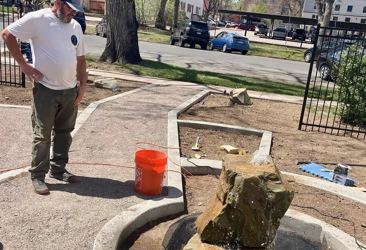 Pathway install by a Blue Spruce Horticulture at the Nectary - Poudre Public Library.