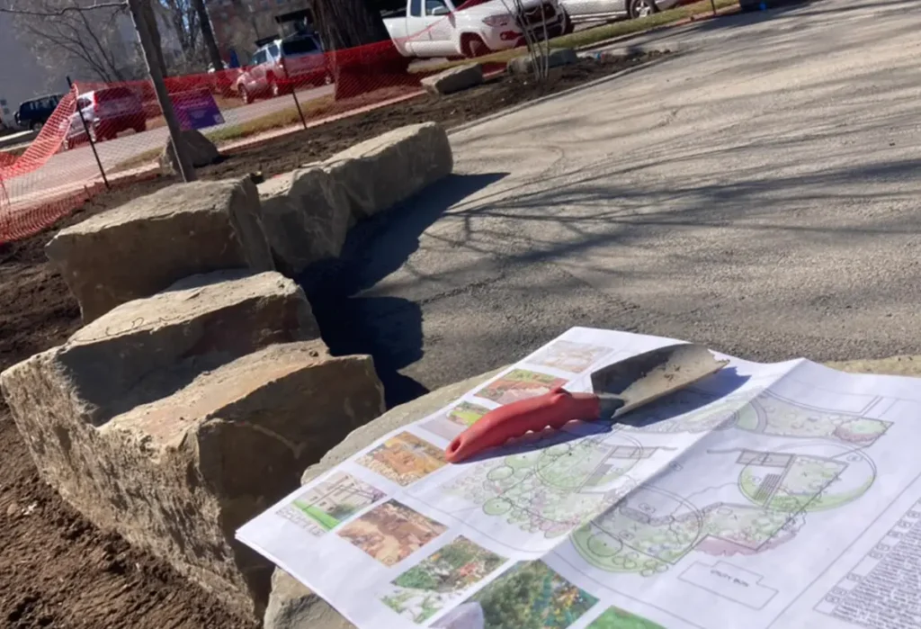 Pathway and Irrigation enhancements by Blue Spruce Horticulture at The Nectary in Fort Collins, Colorado.