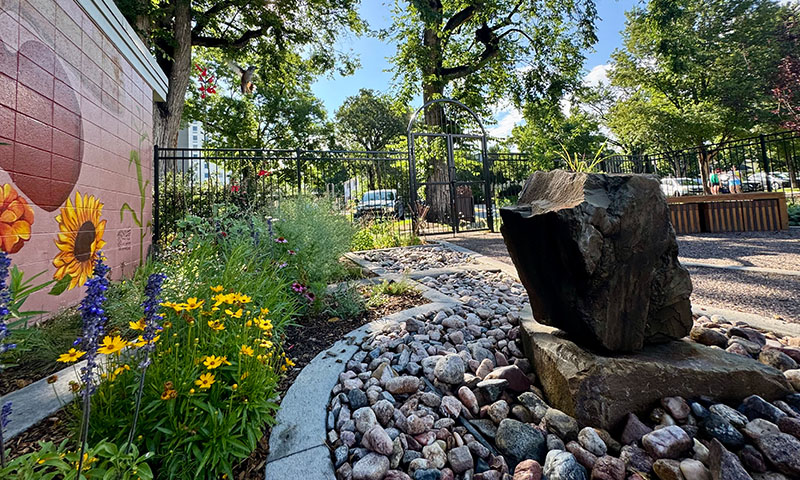 Landscape and mural at the Library in Fort Collins